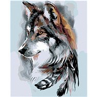 Painting by Numbers - Wolf and Feathers, 80x100 cm, without frame and without switching off the canv - Painting by Numbers