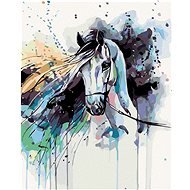 Malen nach Zahlen - Abstraktes Pferd schwarz, 40x50 cm, ohne Rahmen - Malen nach Zahlen