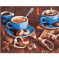 Maľovanie podľa čísel – Modré šálky kávy I, 100 × 80 cm, napnuté plátno na rám - Maľovanie podľa čísel