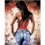 Painting by numbers - Half-naked woman with jeans, 40x50 cm, stretched canvas on frame - Painting by Numbers