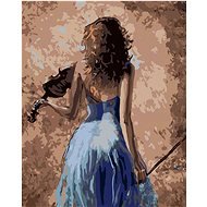 Painting by Numbers - Violinist in a Blue Dress, 40x50 cm, without frame and without turning off the - Painting by Numbers