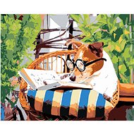 Painting by numbers - Dog with a book, 50x40 cm, stretched canvas on frame - Painting by Numbers