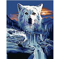 Painting by Numbers - Wolf and Waterfalls, 40x50 cm, stretched canvas on frame - Painting by Numbers