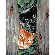 Maľovanie podľa čísel - Číhajúce mačky, 40 x 50 cm, napnuté plátno na ráme - Maľovanie podľa čísel