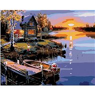 Painting by Numbers - Sunset over a Lake, 50x40 cm, stretched canvas on frame - Painting by Numbers