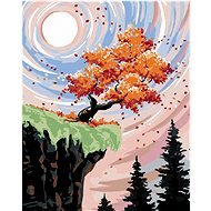 Painting by numbers - Tree at the foot of a rock, 40x50 cm, stretched canvas on frame - Painting by Numbers