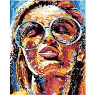 Painting by Numbers - Woman in Colours and Round Glasses, 40x50 cm, stretched canvas on frame - Painting by Numbers