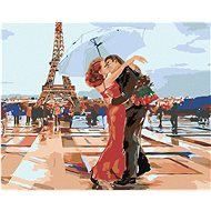 Painting by numbers - Lovers in front of the eiffel shop, 50x40 cm, stretched canvas on frame - Painting by Numbers