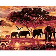 Malen nach Zahlen - Elefanten, 50x40 cm, Leinwand auf Keilrahmen - Malen nach Zahlen