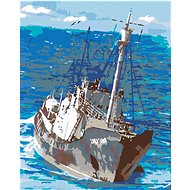 Painting by numbers - Fishing boat at sea, 40x50 cm, stretched canvas on frame - Painting by Numbers
