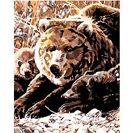 Painting by Numbers - Bear with cubs, 40x50 cm, stretched canvas on frame - Painting by Numbers
