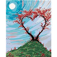 Painting by numbers - Heart-shaped shrub on a hill, 40x50 cm, stretched canvas on frame - Painting by Numbers
