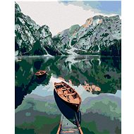 Painting by numbers - Pramice on a lake in the mountains, 40x50 cm, stretched canvas on frame - Painting by Numbers