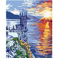 Painting by Numbers - Castle on a Rock and Sunrise, 40x50 cm, stretched canvas on frame - Painting by Numbers