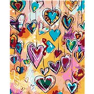 Painting by Numbers - Colored Hearts, 40x50 cm, stretched canvas on frame - Painting by Numbers