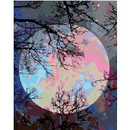 Malen nach Zahlen - Farbiger Mond, 40x50 cm, Spannleinwand auf Rahmen - Malen nach Zahlen