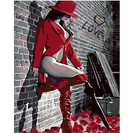 Painting by numbers - Lady in red and white, 40x50 cm, stretched canvas on frame - Painting by Numbers