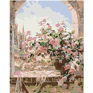 Painting by Numbers - Flowers in a Window, 40x50 cm, stretched canvas on frame - Painting by Numbers