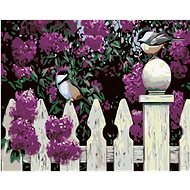Painting by Numbers - Titmice on a Fence, 50x40 cm, stretched canvas on frame - Painting by Numbers