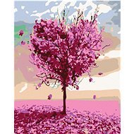 Malen nach Zahlen - Pink Heart Tree, 40x50 cm, Leinwand auf Keilrahmen - Malen nach Zahlen