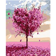 Painting by Numbers - Pink Heart Tree, 80x100 cm, without frame and without canvas switching off - Painting by Numbers