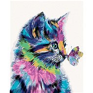 Painting by numbers - Cat with a butterfly, 80x100 cm, without frame and without switching off the c - Painting by Numbers