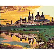 Painting by Numbers - Castle by the Water and Sunset, 50x40 cm, stretched canvas on frame - Painting by Numbers