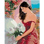 Maľovanie podľa čísel – Žena a ruža, 40 × 50 cm, bez rámu a bez napnutého plátna - Maľovanie podľa čísel