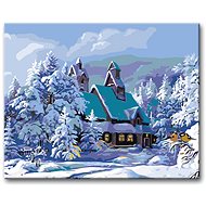 Painting by Numbers - Snowy House, 40x50 cm, stretched canvas on frame - Painting by Numbers