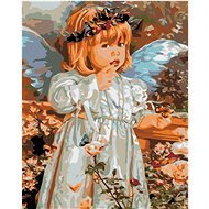Painting by numbers - Angel with a butterfly wreath, 40x50 cm, stretched canvas on frame - Painting by Numbers