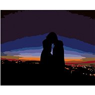 Painting by Numbers - Lovers at Night Over the City, 50x40 cm, stretched canvas on frame - Painting by Numbers