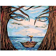 Painting by Numbers - Face Among the Trees, 50x40 cm, stretched canvas on frame - Painting by Numbers