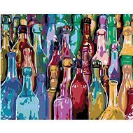 Maľovanie podľa čísel - Farebné fľaše, 50 x 40 cm, napnuté plátno na ráme - Maľovanie podľa čísel