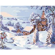 Painting by Numbers - Snow-covered Church, 50x40 cm, stretched canvas on frame - Painting by Numbers