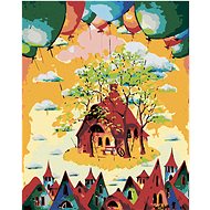 Painting by numbers - Colourful houses with balloons, 40x50 cm, without frame and without switching  - Painting by Numbers
