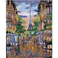 Painting by numbers - Cozy alley under the Eiffel Tower, 80x100 cm, stretched canvas on frame - Painting by Numbers