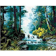 Maľovanie podľa čísel - Lesný potok, 50 x 40 cm, napnuté plátno na ráme - Maľovanie podľa čísel