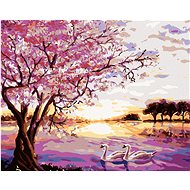 Painting by Numbers - Swans, 50x40 cm, stretched canvas on frame - Painting by Numbers