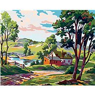 Painting by Numbers - Country house by a pond, 50x40 cm, stretched canvas on frame - Painting by Numbers