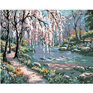 Painting by numbers - Pink tree over the river, 50x40 cm, without frame and without canvas switching - Painting by Numbers