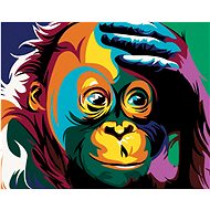 Painting by Numbers - Small coloured monkey, 50x40cm on Canvas Stretched over Frame - Painting by Numbers