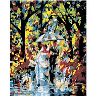 Painting by Numbers - Bride and Groom in the Rain, 40x50 cm, stretched canvas on frame - Painting by Numbers