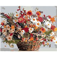 Maľovanie podľa čísel – Lúčne kvety v košíku, 50 × 40 cm, plátno napnuté na ráme - Maľovanie podľa čísel