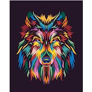Painting by numbers - Wolf in colours, 40x50 cm, stretched canvas on frame - Painting by Numbers