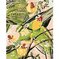 Painting by numbers - Parrots on a twig, 40x50 cm, stretched canvas on frame - Painting by Numbers