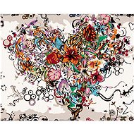 Painting by Numbers - Floral Heart, 50x40 cm, stretched canvas on frame - Painting by Numbers