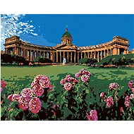 Painting by Numbers - Antique Building in a Blooming Garden, 50x40 cm, stretched canvas on frame - Painting by Numbers