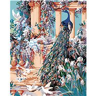 Painting by Numbers - Peacock in a Blooming Garden, 40x50 cm, stretched canvas on frame - Painting by Numbers