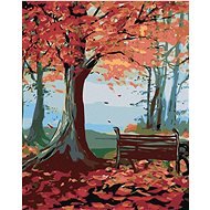 Painting by Numbers - Bench and Autumn Tree, 40x50 cm, without frame and without canvas switching of - Painting by Numbers