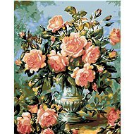 Malen nach Zahlen - Beautiful Pink Roses, 40x50 cm, ohne Rahmen und ohne Leinwand - Malen nach Zahlen